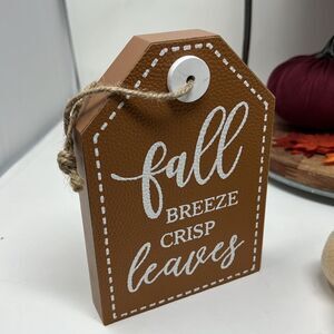 NWT fall breeze crisp leaves hanging sign or tabletop decor tiered tray display